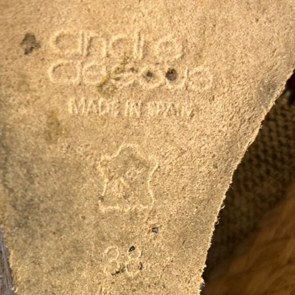 Andre Assous Amalia Wedge Sandal Women’s 38/7 Espadrille Leather Upper Spain - Picture 6 of 7